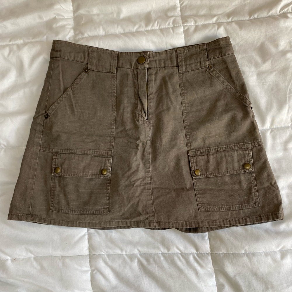 Khaki Green Utility Mini Skirt
